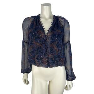 NEW Veronica Beard Jayce Silk Blouse Top Size 0 Paisley Print Button Long Sleeve